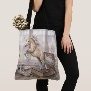 Bolso De Tela El caballo erudito saltando de un libro