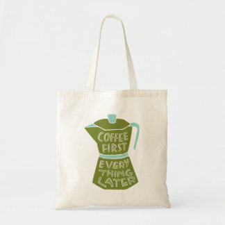 Bolso De Tela El café primero todo después Tote ilustrado