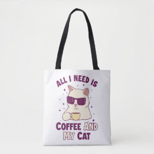 Bolso De Tela El café y mi gato papi gato Gato Gato Amantes del 