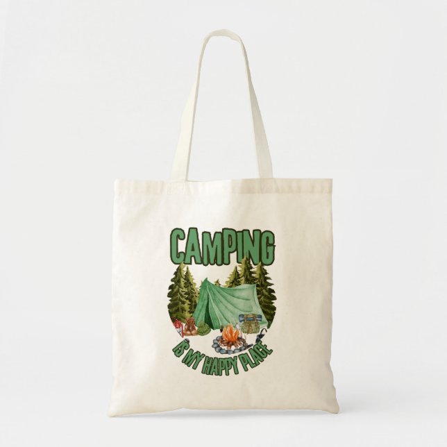 Bolso De Tela El camping es mi lugar feliz - el camper con la bo (Frente)