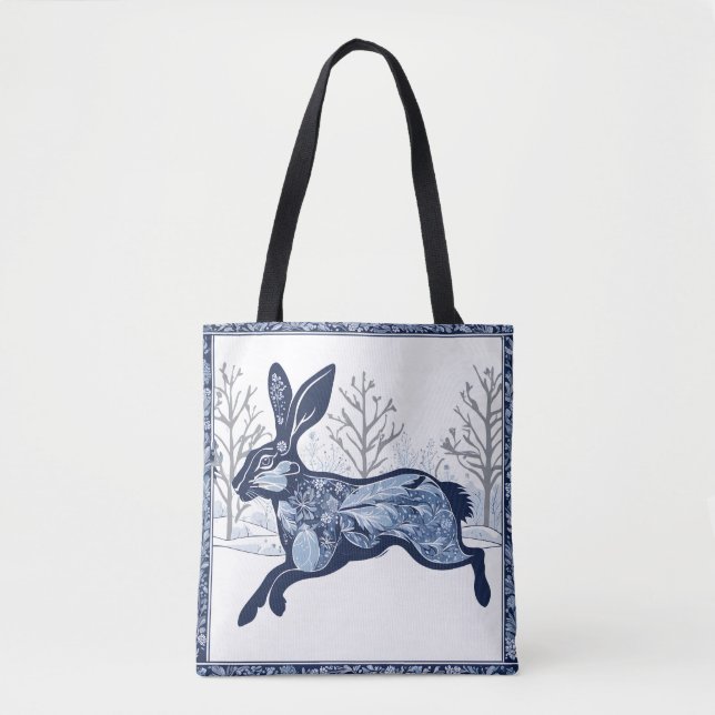 Bolso De Tela El capricho del invierno de Hares (Anverso)