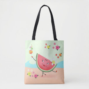 Bolso De Tela El carácter de la sandía en la playa