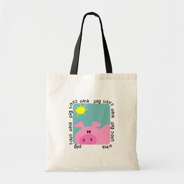 Bolso De Tela El cerdo dice Oink las camisetas y los regalos (Frente)