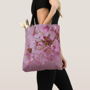 Bolso De Tela El cerezo sakura florece con reflexiones rosa páli