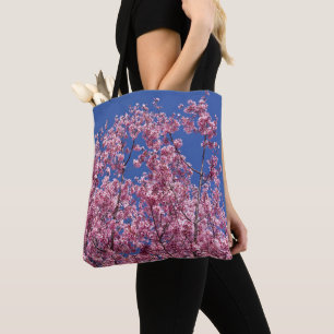Bolso De Tela El cerezo Sakura florece en el azul