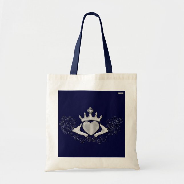 Bolso De Tela El Claddagh (Plata) (Frente)