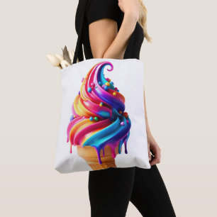 Bolso De Tela El clásico cono de helado vibrante de SlipperyJoe 