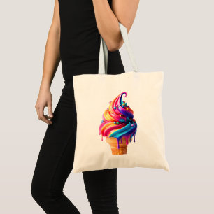 Bolso De Tela El clásico cono de helado vibrante de SlipperyJoe'