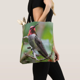 Bolso De Tela El colibrí de Anna macho en el árbol de ciruelas