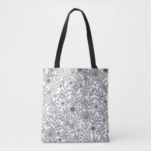 Bolso De Tela El colorear floral de los Doodles