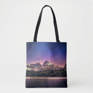 Bolso De Tela El colorido paisaje del cielo nocturno con estrell