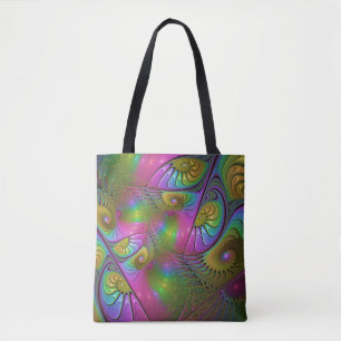 Bolso De Tela El colorido y luminoso resumen de arte fractal