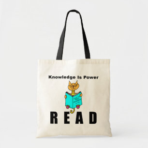 Bolso De Tela El conocimiento fresco de la lectura del gato es