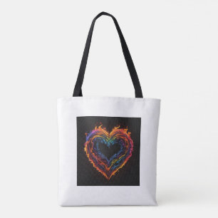 Bolso De Tela el corazón ardiendo de amor