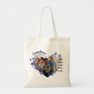 Bolso De Tela El corazón de la flor de la abuela con los nombres