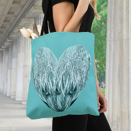 Bolso De Tela El corazón de la pluma en verde suave