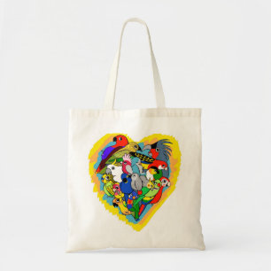 Bolso De Tela El corazón I repite mecánicamente el dibujo
