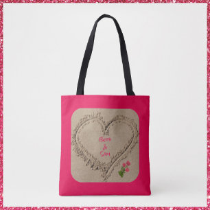 Bolso De Tela El Corazón Romántico En El Tote De Arena