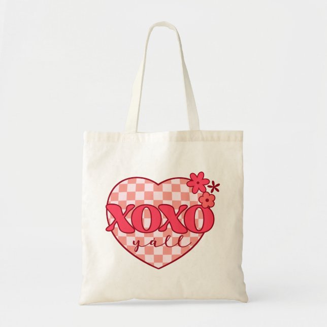 Bolso De Tela El corazón rosado Xoxo abrazos y besos (Frente)