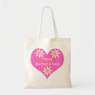 Bolso De Tela El corazón rosado y las flores amarillas del Día