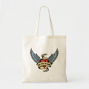 Bolso De Tela El Corazón Vintage Con Alas, El Amor Te Da Alas