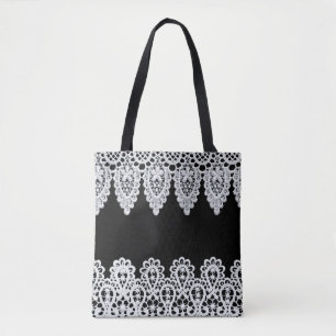 Bolso De Tela El cordón blanco forma una frontera delicada