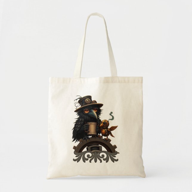 Bolso De Tela El cuervo impulsado por Café (Frente)
