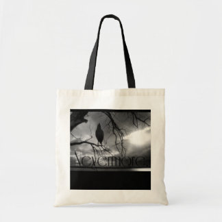 Bolso De Tela El cuervo - nunca más rayos de sol y árbol B&W