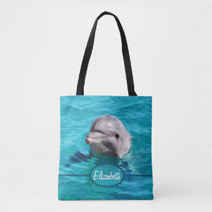 Bolso De Tela El delfín en agua azul personaliza