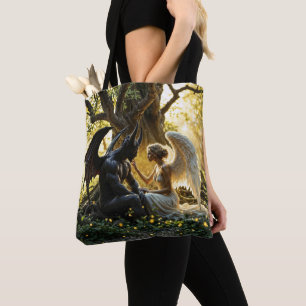 Bolso De Tela El demonio de ángel oscuro claro prohibido el arte