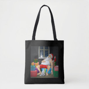 Bolso De Tela El descanso del café de Santa en Nochebuena