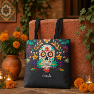 Bolso De Tela El día de la muerte de Halloween personaliza la c