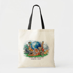 Bolso De Tela El Día de la Tierra vive en tote de la fauna de l