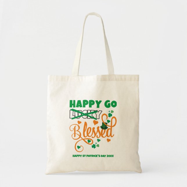 Bolso De Tela El Día de San Patricio FELIZ VAMOS Afortunadamente (Frente)