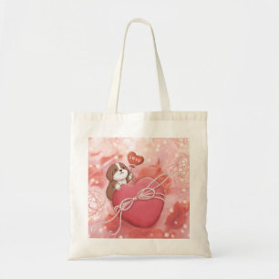 Bolso De Tela El día de San Valentín: Beagle, corazón y luces