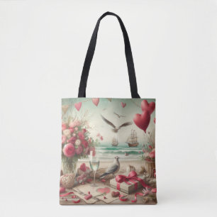 Bolso De Tela El día de San Valentín costero/náutico