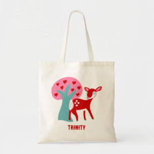 Bolso De Tela El día de San Valentín Cute Red Deer Personalizado