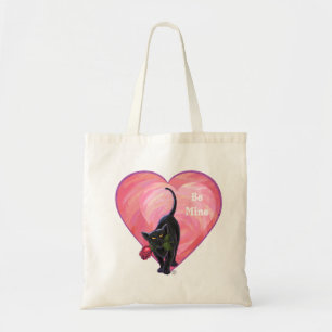 Bolso De Tela El día de San Valentín de gato negro