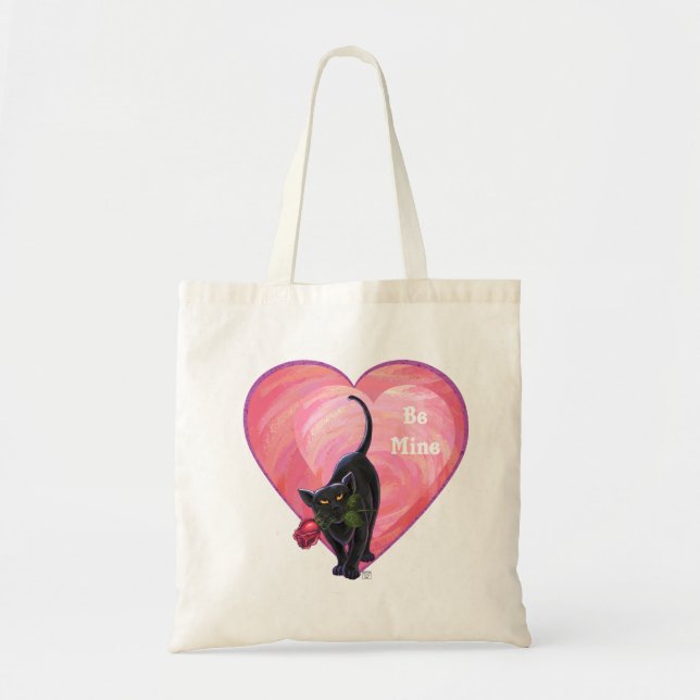 Bolso De Tela El día de San Valentín de gato negro (Frente)
