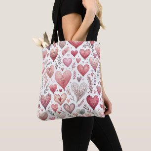 Bolso De Tela El día de San Valentín de impresión de corazón ros