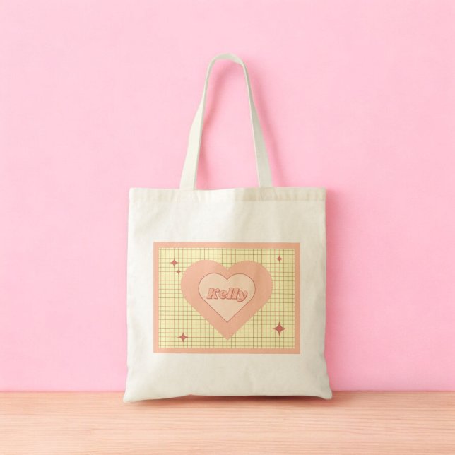 Bolso De Tela El día de San Valentín de patrones de contraste de (Pink Heart Checkered Pattern Valentine's Day Tote Bag)
