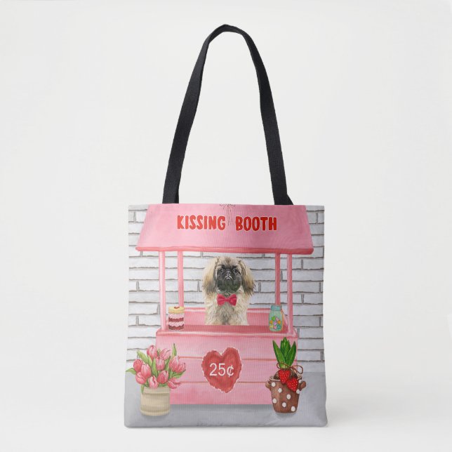 Bolso De Tela el día de San Valentín de perros pekingese besando (Anverso)