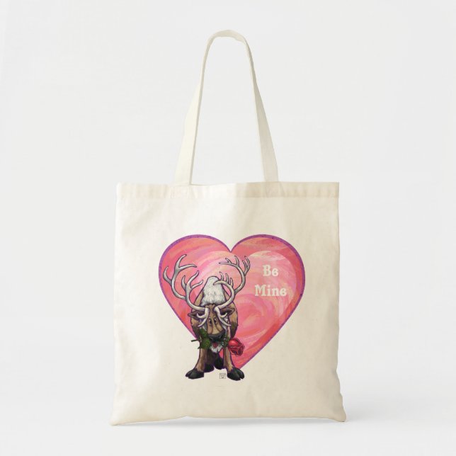 Bolso De Tela El día de San Valentín de renos (Frente)