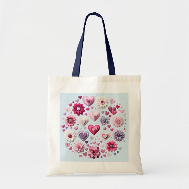 Bolso De Tela El día de San Valentín floral (Frente)
