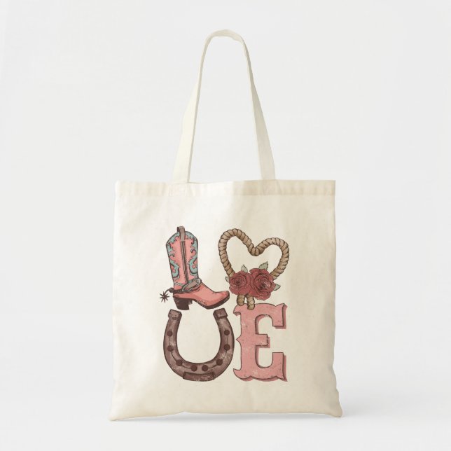 Bolso De Tela El día de San Valentín Occidental Amor (Frente)