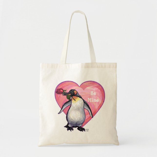 Bolso De Tela El día de San Valentín Penguin (Frente)