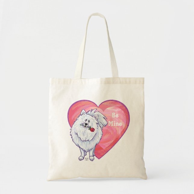 Bolso De Tela El día de San Valentín Pomerania Blanca (Frente)