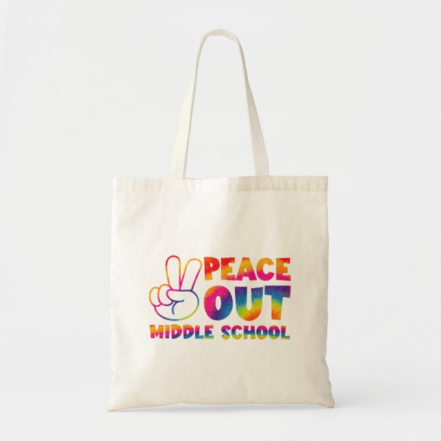 Bolso De Tela El Día Del Colegio Pasado, Peace Out Middle School (Frente)