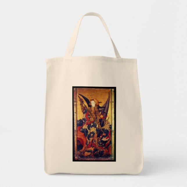 Bolso De Tela El diablo de San Miguel como caballero medieval (Frente)