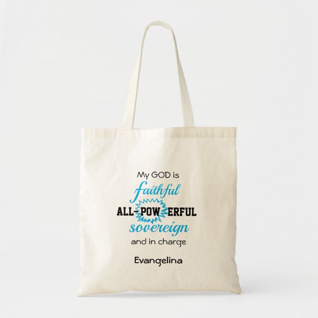 Bolso De Tela El DIOS Azul personalizado es cristiano honesto (Frente)